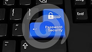 Password security rotation motion on computer keyboard button.
