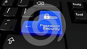 Password security round motion on computer keyboard button.