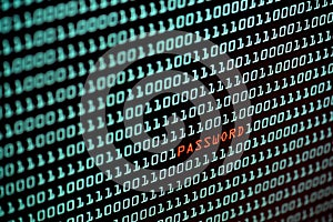 Password text and binary code concept from the desktop screen, s