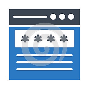 Password web browser glyph color flat vector icon