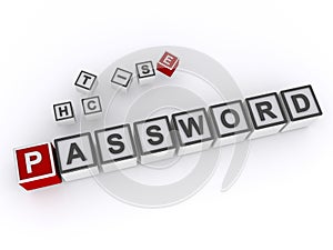 password word block on white