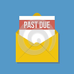 Past due letter in yellow envelope
