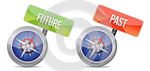 Past and future Glossy Compass illustration design