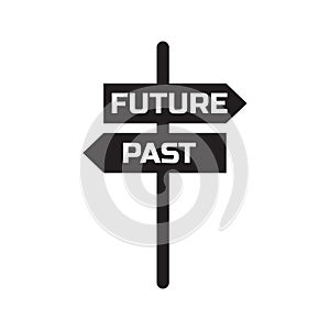 Past and future road sign isolated on white background. Life, destiny, motivation, success, concentration, aging, hope, faith