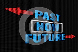 Past Now Future concept on dark screen