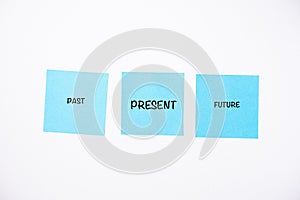 Past, present and future wordings on sticky notes
