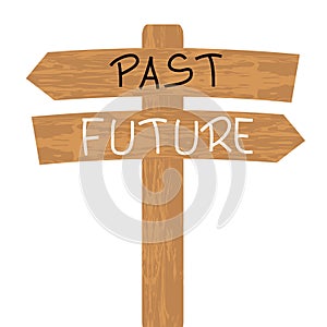 Past versus future concept with direction arrows