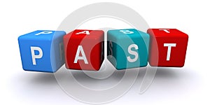 Past word block on white