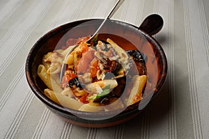 Pasta alla Norma or Penne with Eggplant and Tomato Sauce