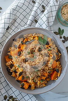 Pasta alla zucca, Italian pumpkin pasta photo