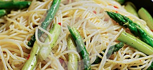 Pasta with asparagus tips