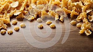 Pasta background, ravioli, fusilli, farfalle pasta backgrounds.