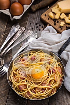 Pasta with bacon, egg and cheese