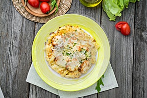 Pasta bake with broccoli and chicken