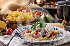 Pasta with baked vegetable