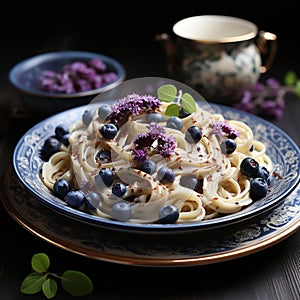 Pasta with blueberries and cheese