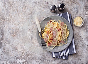 Pasta Carbonara with bacon and parmesan