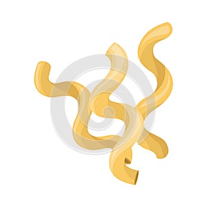 Pasta cavata. Restaurant delicious menu icon. Raw macaroni. Italian cuisine, wheat flour product. Vector cartoon pasta