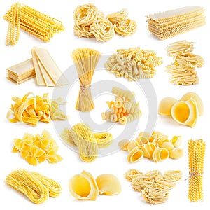 Pasta collection isolated on white