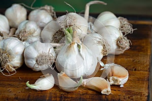 Pasta in a composition with accessories on the table, on an old background.