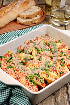 Pasta conchiglioni shells stuffed meat mince