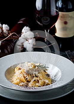 Pasta on a dark background