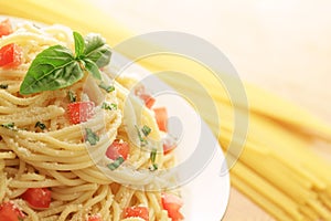 Pasta dish with copy space