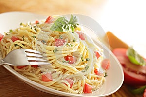 Pasta dish with ingredients