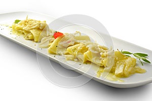 Pasta Dish Paccheri Macaroni with Onion and Squid 2