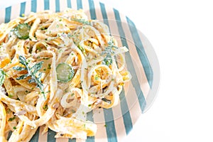 Pasta dish with a sour cream and herbs