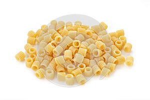 Pasta ditalini on white background