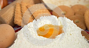 Pasta, egg, flour, biscuits