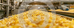 pasta in the factory industry. selective focus.
