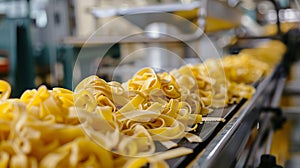 pasta in the factory industry. selective focus.