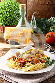 Pasta with fresh grouper fillet