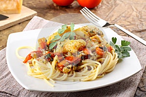 Pasta with fresh grouper fillet