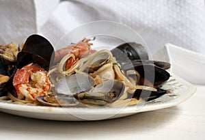 Pasta with fresh mollusk