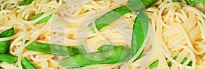 Pasta with fresh snow peas