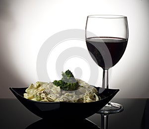 Pasta and glass of wine