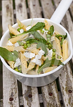Pasta with goatcheese and rocket