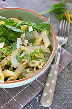 Pasta with goatcheese and rocket
