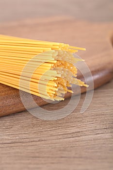 Pasta ingredients on chopping board close-up