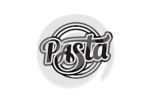 pasta lettering logo. pasta logo with a combination of beautiful lettering and circular pasta in a retro style