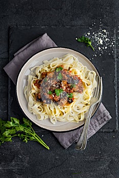Pasta linguine with eggplant