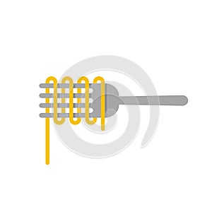 Pasta logo vector isolated, spaghetti noodle on fork