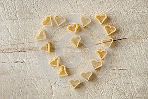 Pasta love heart shape