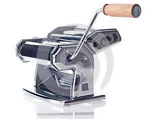 Pasta machine with wooden handle