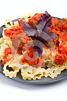 Pasta mafalde with meatballs