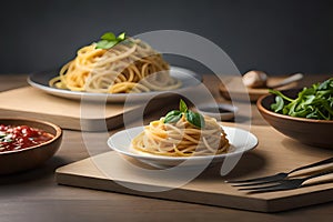 pasta meatball spaghetti tomato sauce grated parmesan chees