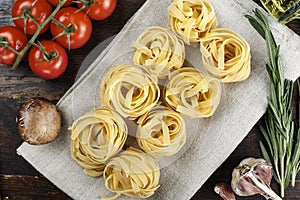 Pasta nests on the table